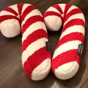 Cynthia Rowley Red and White Candy Cane Holiday Pillows